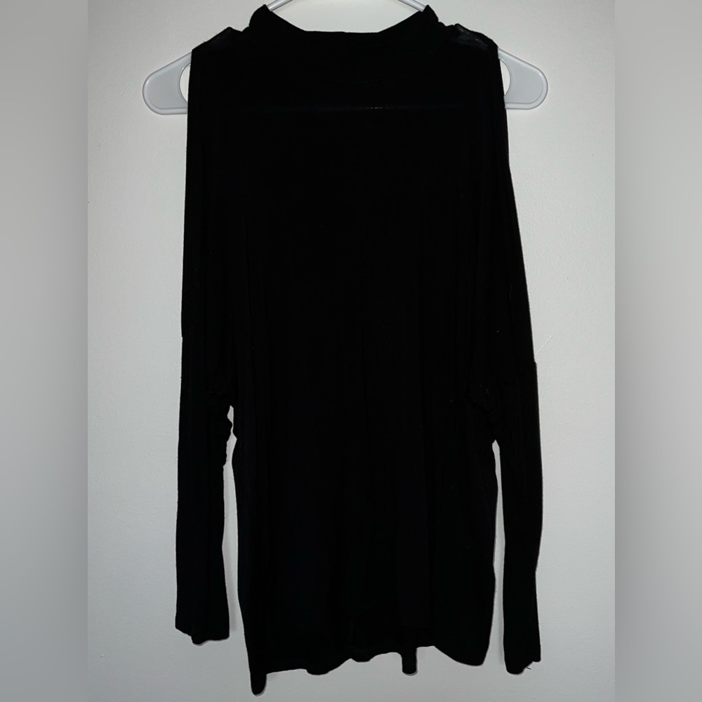 High-neck, cold shoulder long sleeve